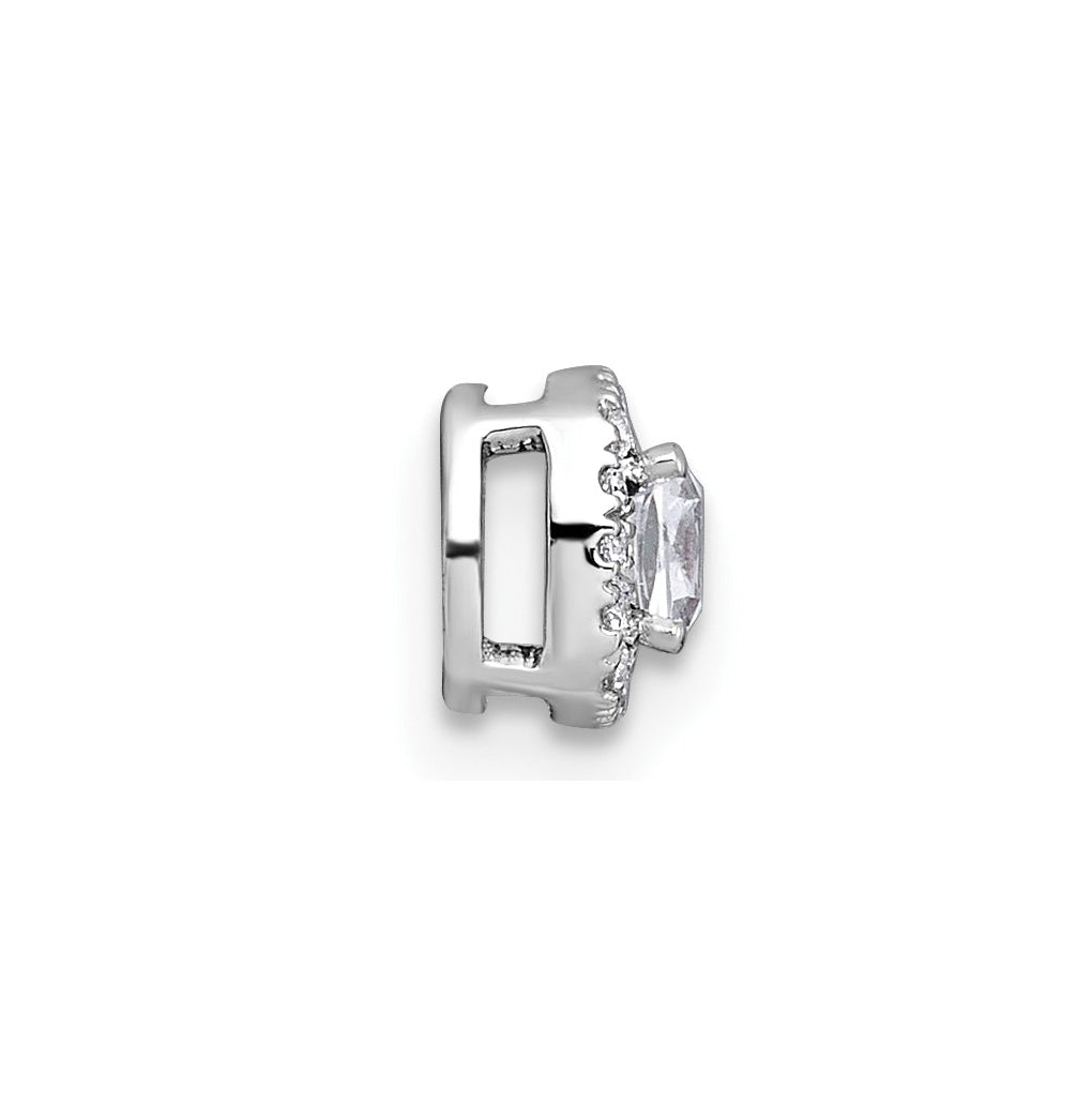 14K Yellow Or White Gold Lab Grown Diamond VS+ F+ Cushion Complete Halo Chain Slide Pendant