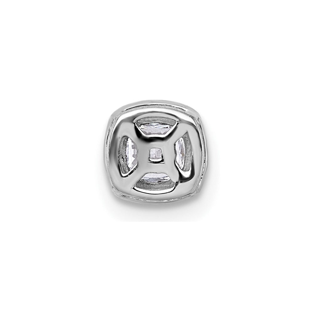 14K Yellow Or White Gold Lab Grown Diamond VS+ F+ Cushion Complete Halo Chain Slide Pendant