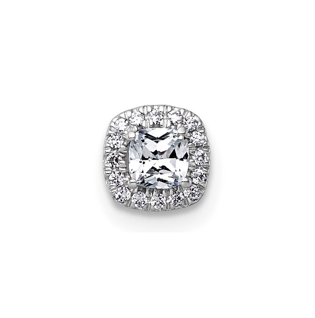 14K Yellow Or White Gold Lab Grown Diamond VS+ F+ Cushion Complete Halo Chain Slide Pendant