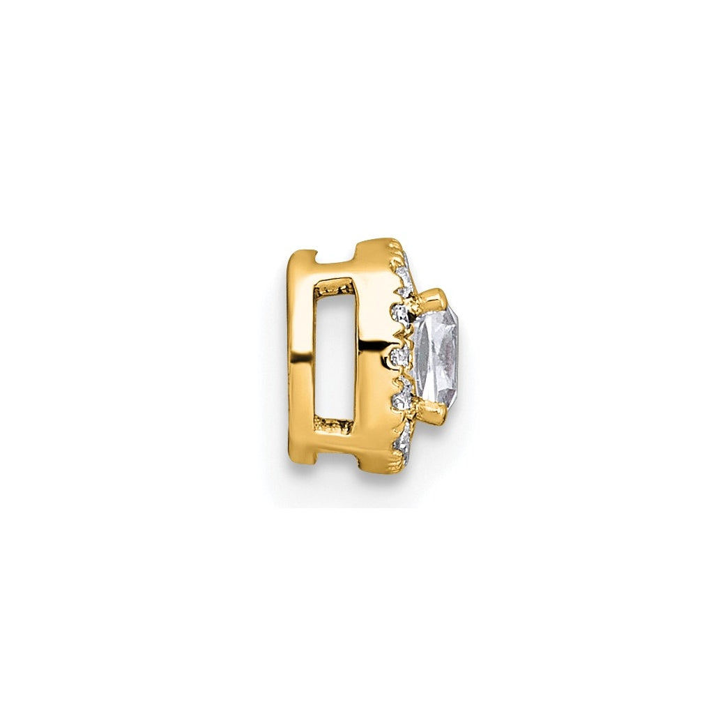 14K Yellow Or White Gold Lab Grown Diamond VS+ F+ Cushion Complete Halo Chain Slide Pendant