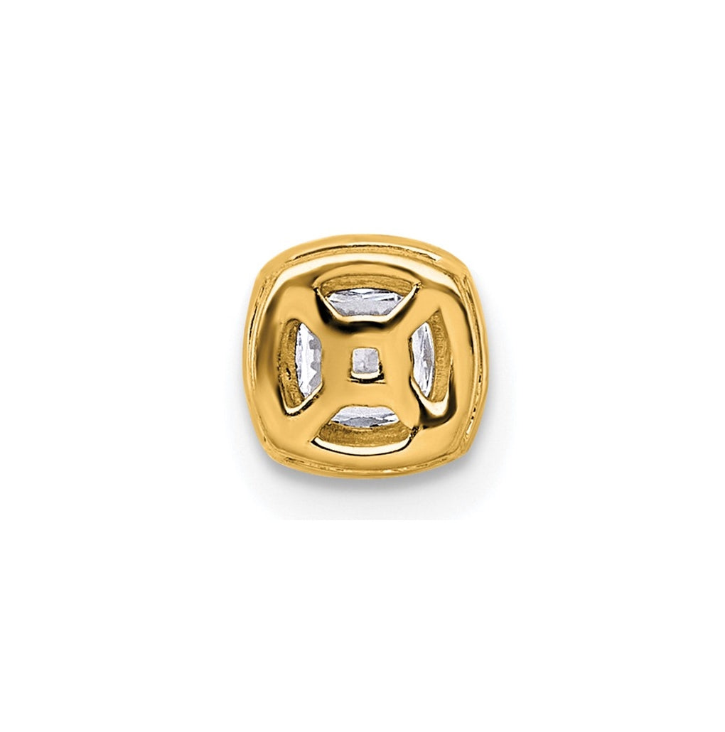 14K Yellow Or White Gold Lab Grown Diamond VS+ F+ Cushion Complete Halo Chain Slide Pendant