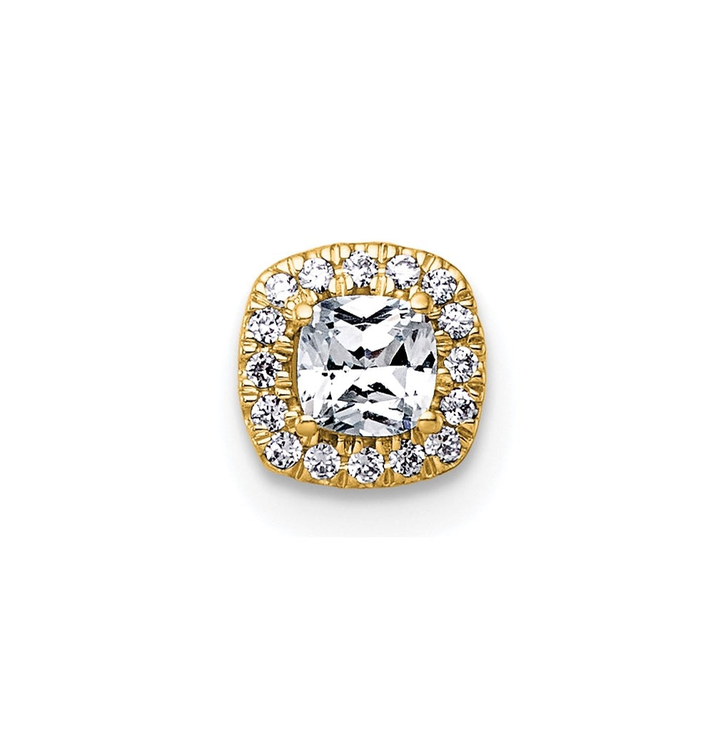 14K Yellow Or White Gold Lab Grown Diamond VS+ F+ Cushion Complete Halo Chain Slide Pendant