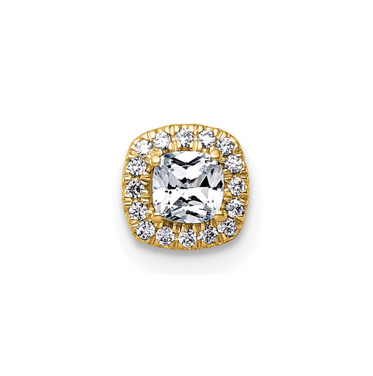 14K Yellow Or White Gold Lab Grown Diamond VS+ F+ Cushion Complete Halo Chain Slide Pendant