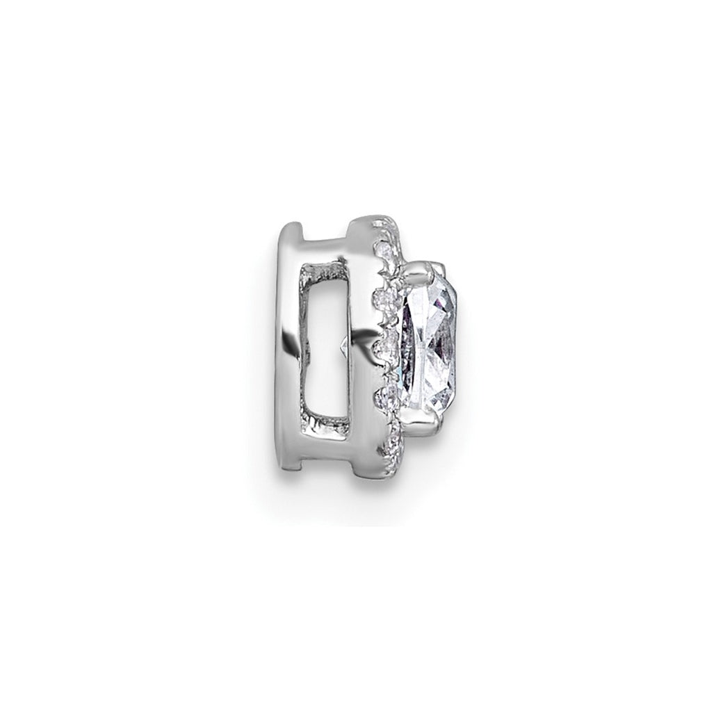 14K Yellow Or White Gold Lab Grown Diamond VS+ F+ Cushion Complete Halo Chain Slide Pendant