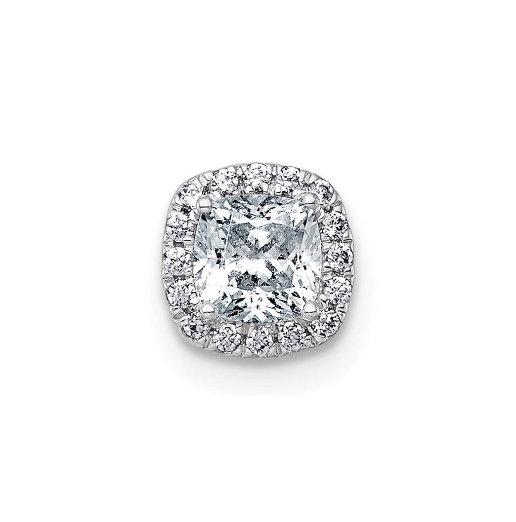 14K Yellow Or White Gold Lab Grown Diamond VS+ F+ Cushion Complete Halo Chain Slide Pendant