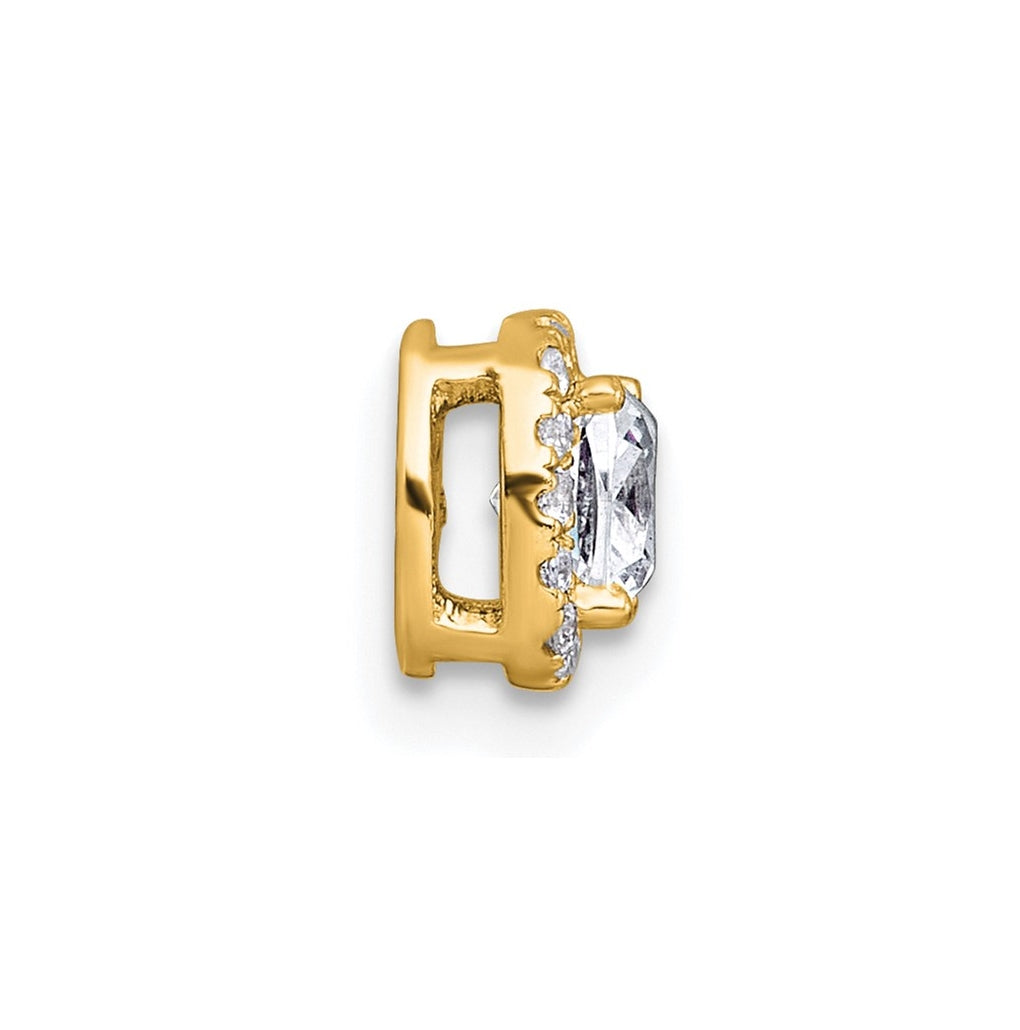 14K Yellow Or White Gold Lab Grown Diamond VS+ F+ Cushion Complete Halo Chain Slide Pendant