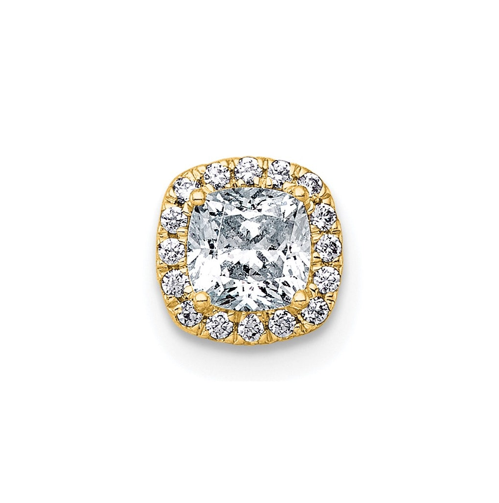 14K Yellow Or White Gold Lab Grown Diamond VS+ F+ Cushion Complete Halo Chain Slide Pendant