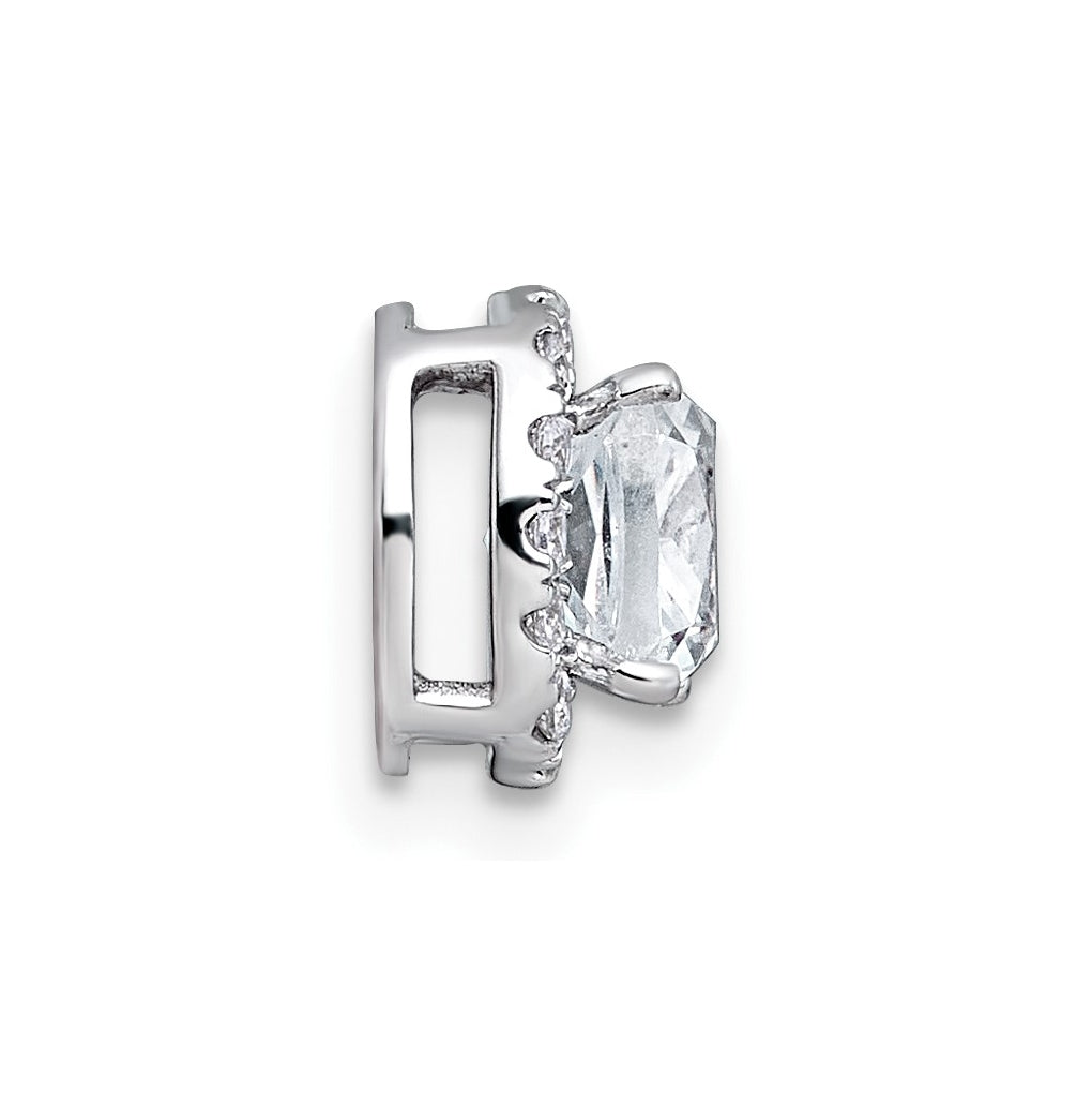 14K Yellow Or White Gold Certified Lab Grown Diamond VS+ F+ Cushion Complete Halo Chain Slide Pendant