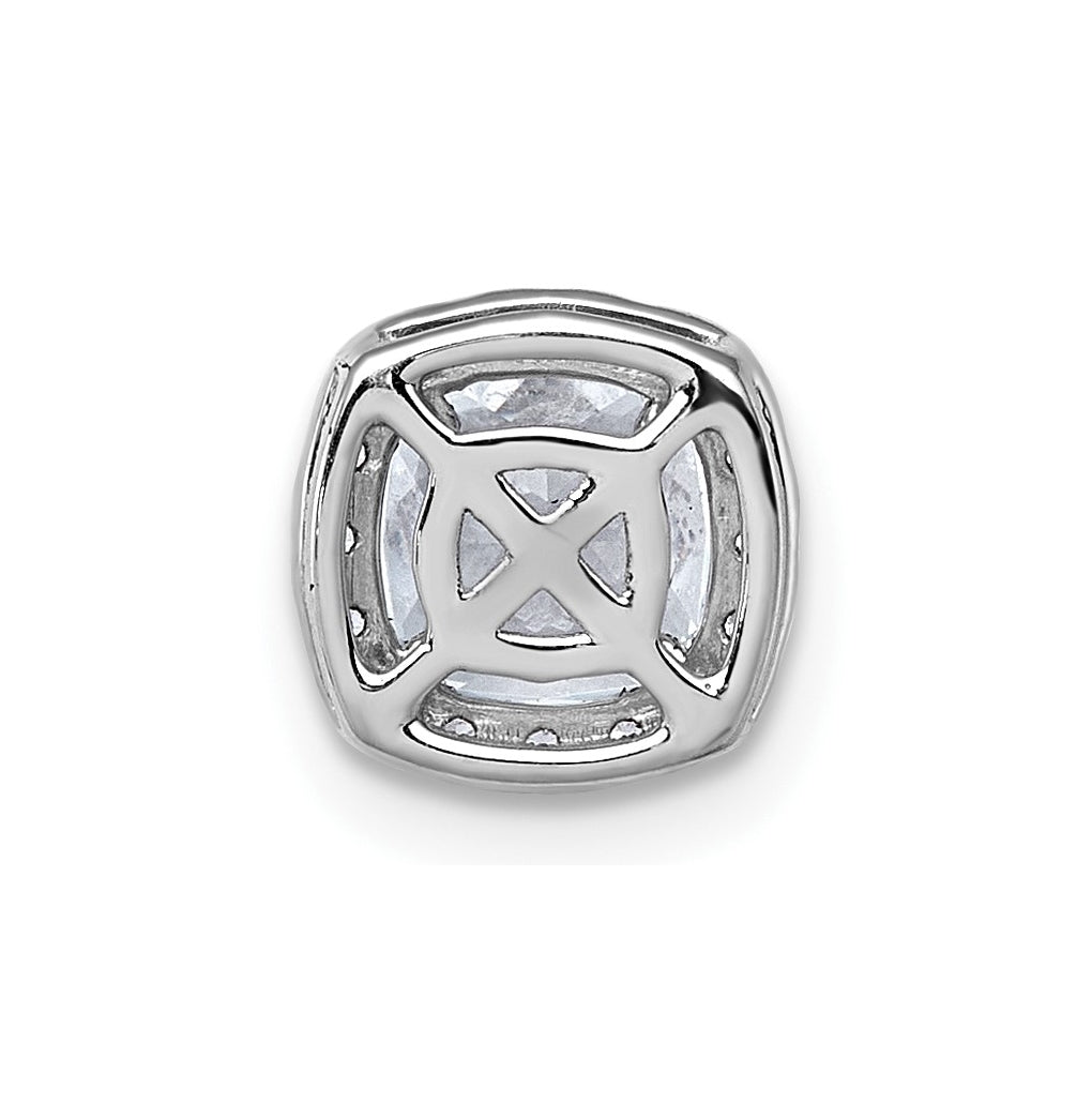 14K Yellow Or White Gold Certified Lab Grown Diamond VS+ F+ Cushion Complete Halo Chain Slide Pendant