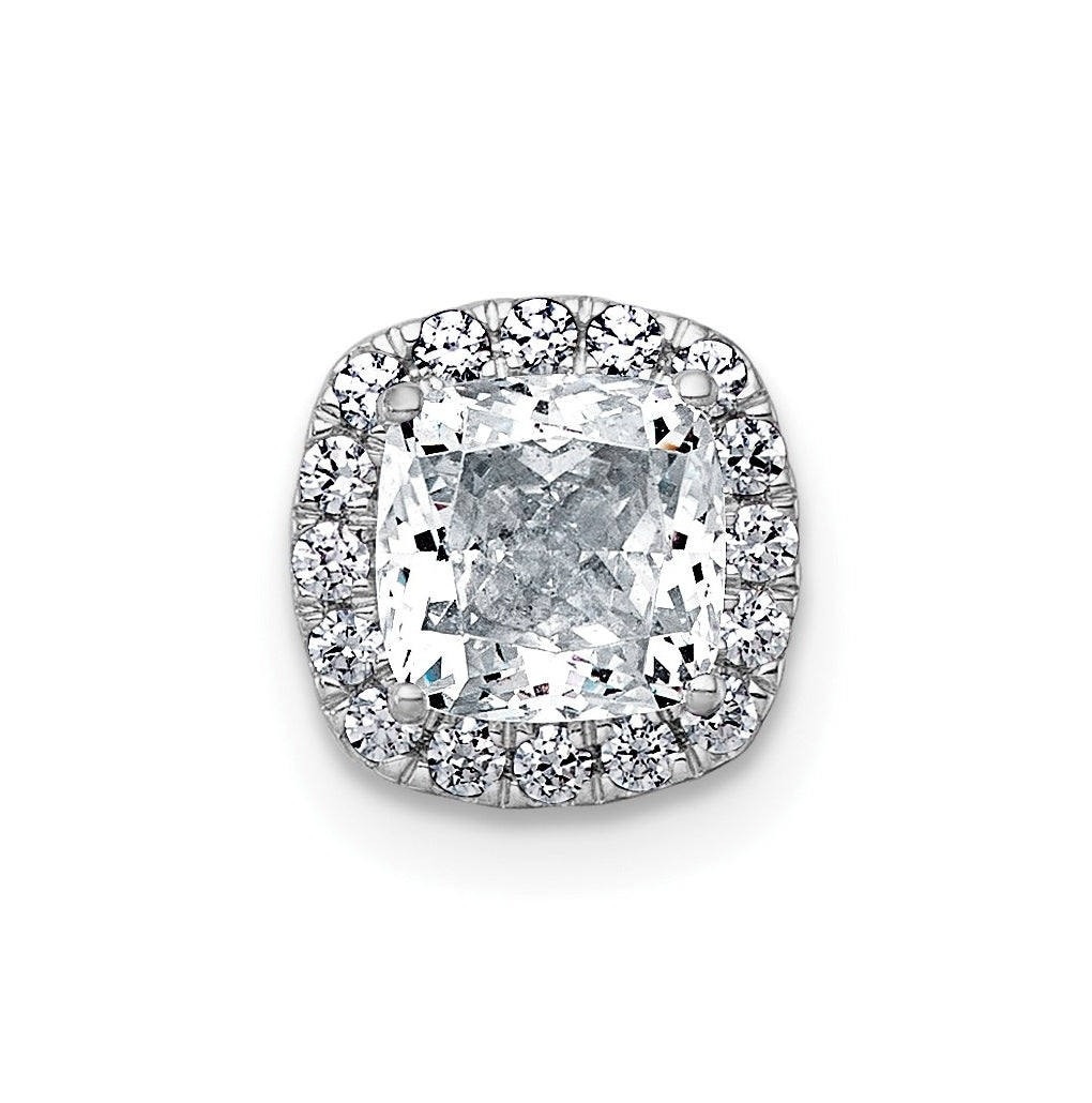 14K Yellow Or White Gold Certified Lab Grown Diamond VS+ F+ Cushion Complete Halo Chain Slide Pendant
