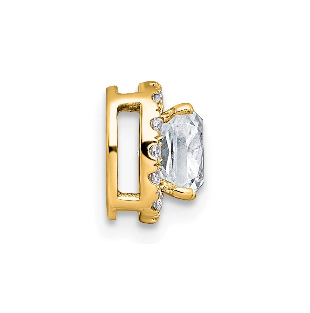14K Yellow Or White Gold Certified Lab Grown Diamond VS+ F+ Cushion Complete Halo Chain Slide Pendant