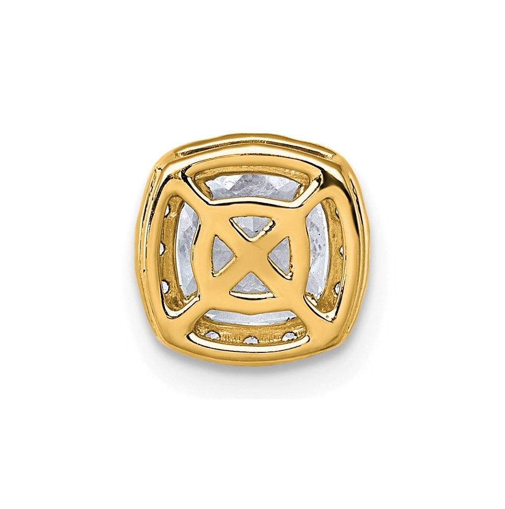 14K Yellow Or White Gold Certified Lab Grown Diamond VS+ F+ Cushion Complete Halo Chain Slide Pendant