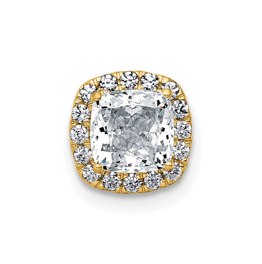 14K Yellow Or White Gold Certified Lab Grown Diamond VS+ F+ Cushion Complete Halo Chain Slide Pendant