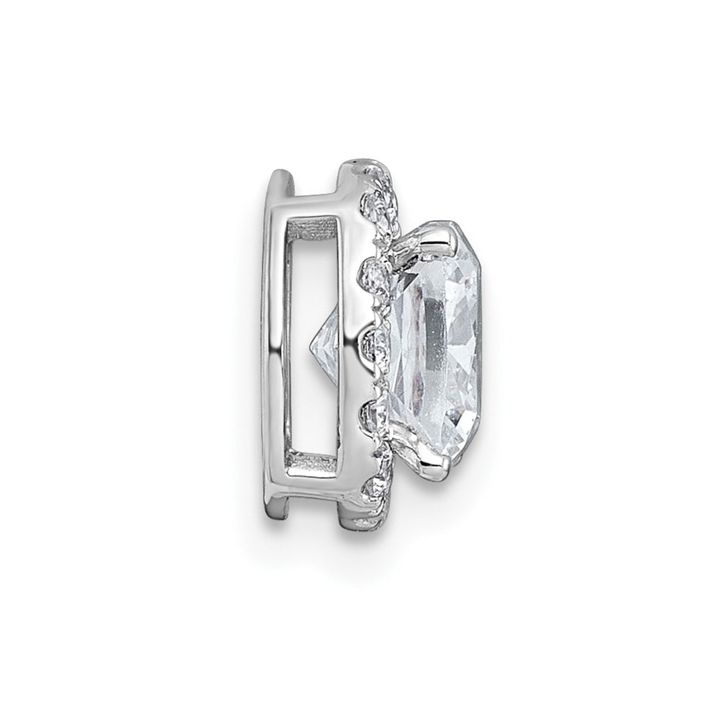 14K Yellow Or White Gold Certified Lab Grown Diamond VS+ F+ Cushion Complete Halo Chain Slide Pendant