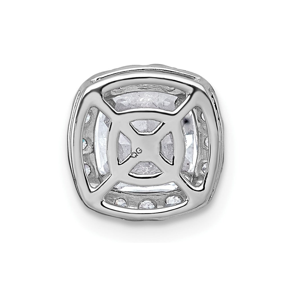 14K Yellow Or White Gold Certified Lab Grown Diamond VS+ F+ Cushion Complete Halo Chain Slide Pendant