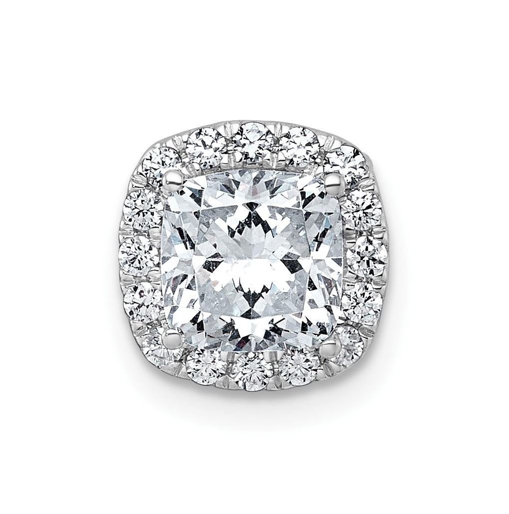 14K Yellow Or White Gold Certified Lab Grown Diamond VS+ F+ Cushion Complete Halo Chain Slide Pendant