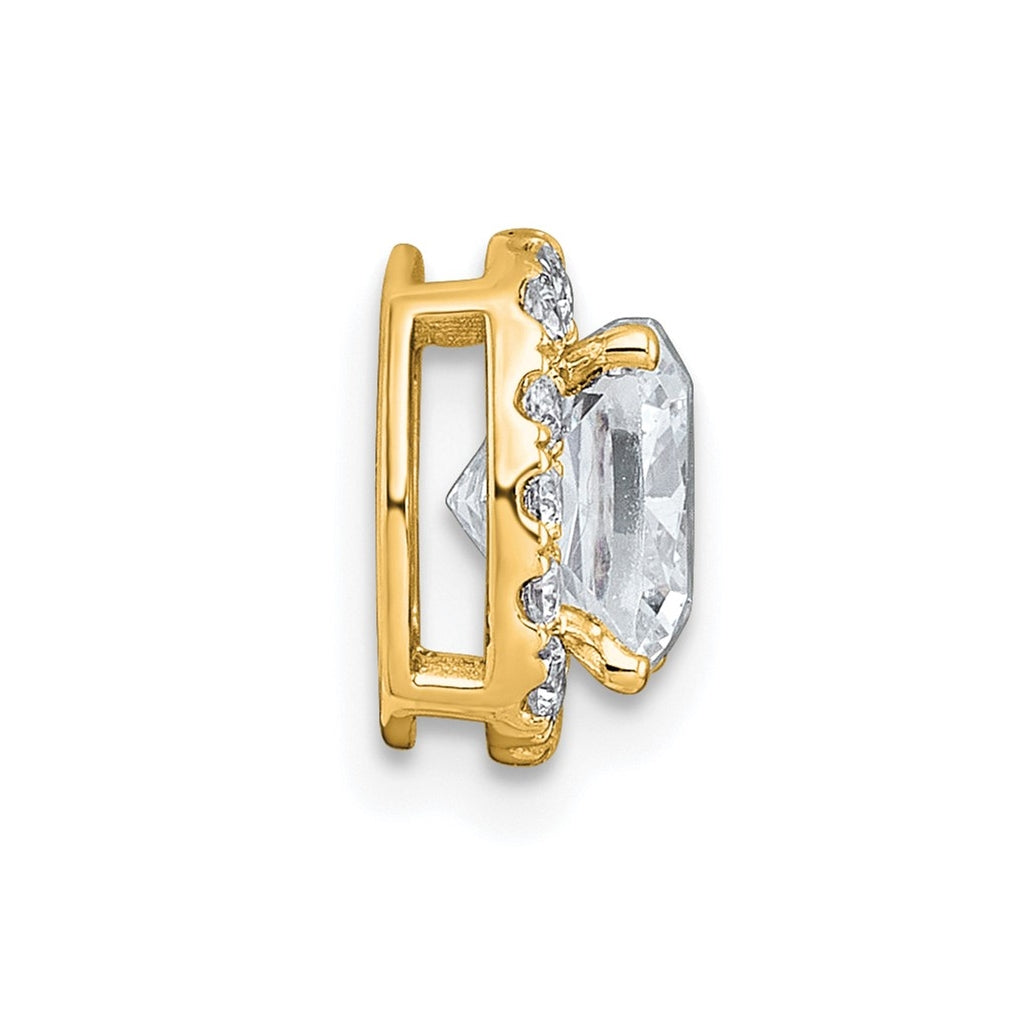 14K Yellow Or White Gold Certified Lab Grown Diamond VS+ F+ Cushion Complete Halo Chain Slide Pendant