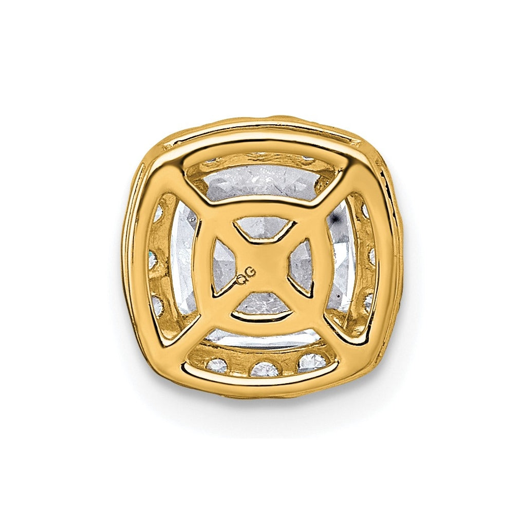 14K Yellow Or White Gold Certified Lab Grown Diamond VS+ F+ Cushion Complete Halo Chain Slide Pendant