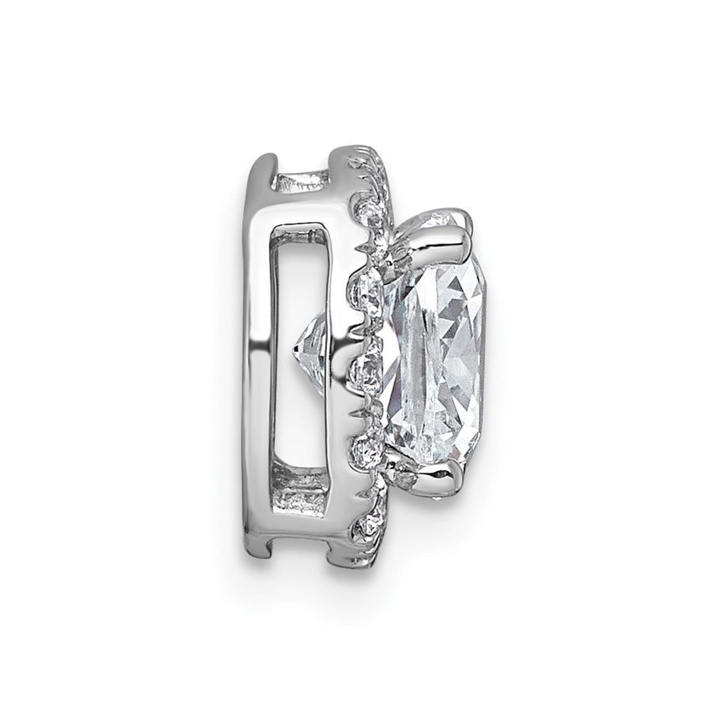 14K Yellow Or White Gold Certified Lab Grown Diamond VS+ F+ Cushion Complete Halo Chain Slide Pendant