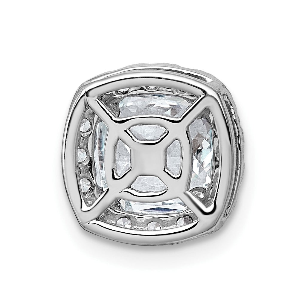 14K Yellow Or White Gold Certified Lab Grown Diamond VS+ F+ Cushion Complete Halo Chain Slide Pendant