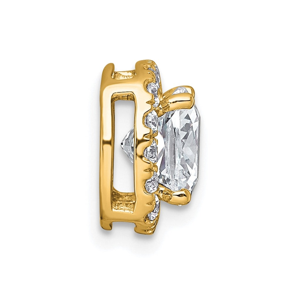 14K Yellow Or White Gold Certified Lab Grown Diamond VS+ F+ Cushion Complete Halo Chain Slide Pendant