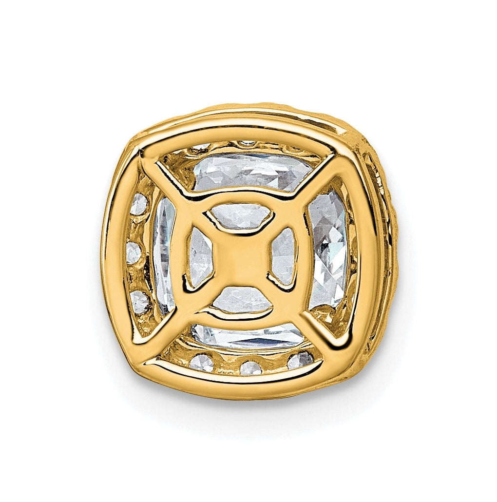 14K Yellow Or White Gold Certified Lab Grown Diamond VS+ F+ Cushion Complete Halo Chain Slide Pendant