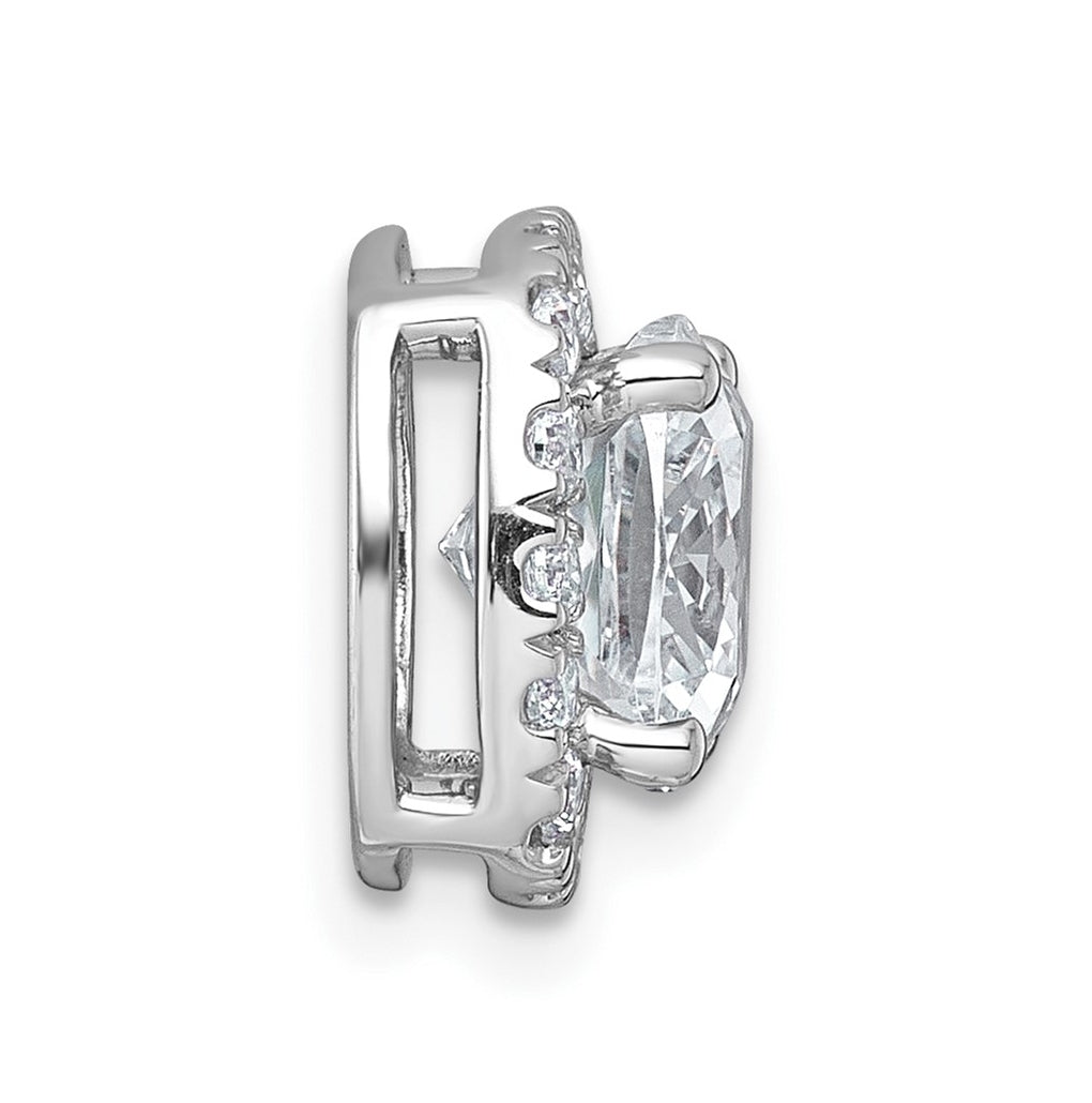 14K Yellow Or White Gold Certified Lab Grown Diamond VS+ F+ Cushion Complete Halo Chain Slide Pendant