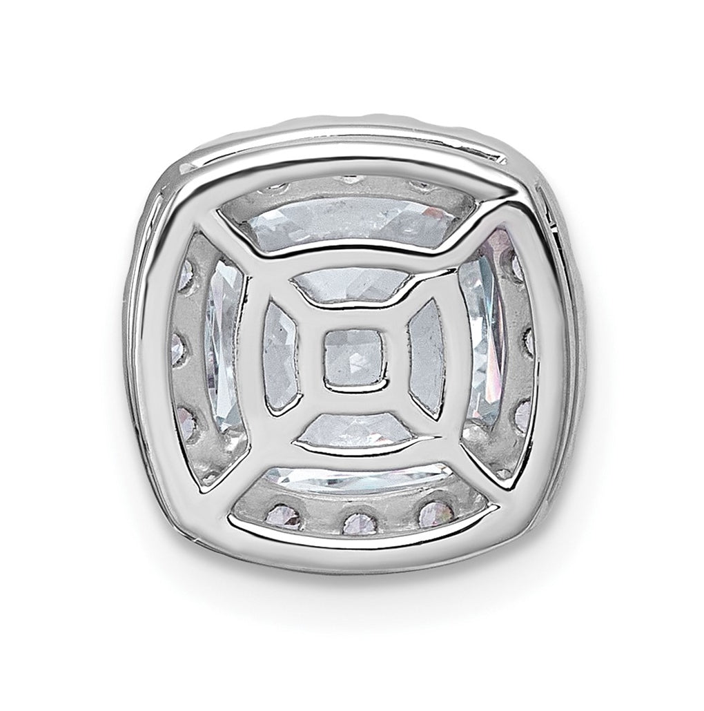 14K Yellow Or White Gold Certified Lab Grown Diamond VS+ F+ Cushion Complete Halo Chain Slide Pendant
