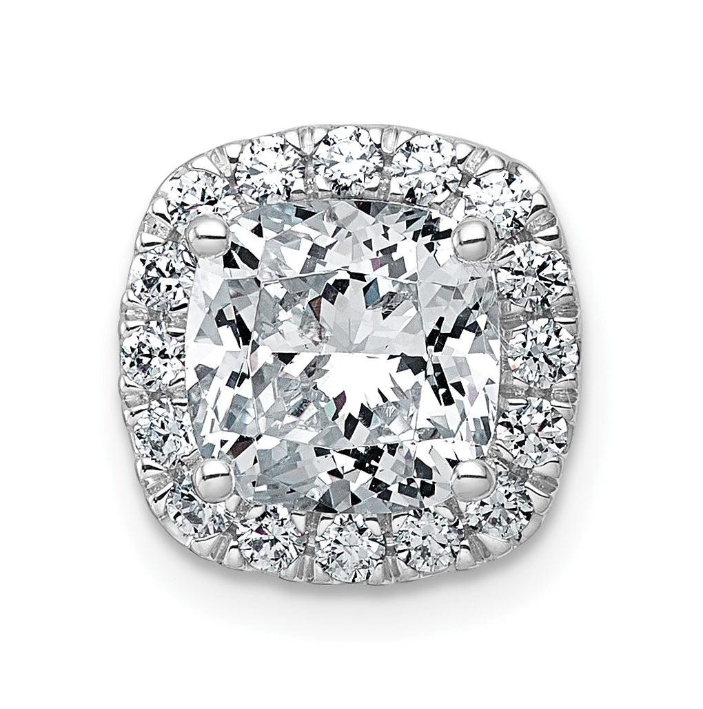14K Yellow Or White Gold Certified Lab Grown Diamond VS+ F+ Cushion Complete Halo Chain Slide Pendant