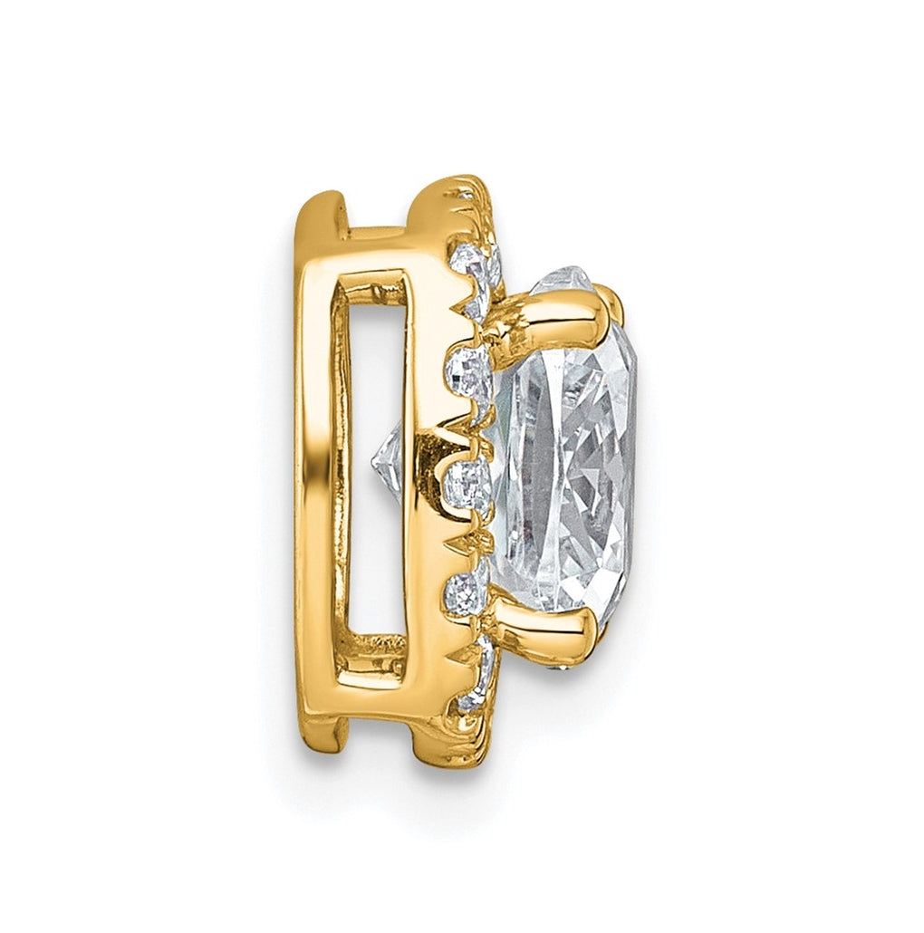 14K Yellow Or White Gold Certified Lab Grown Diamond VS+ F+ Cushion Complete Halo Chain Slide Pendant