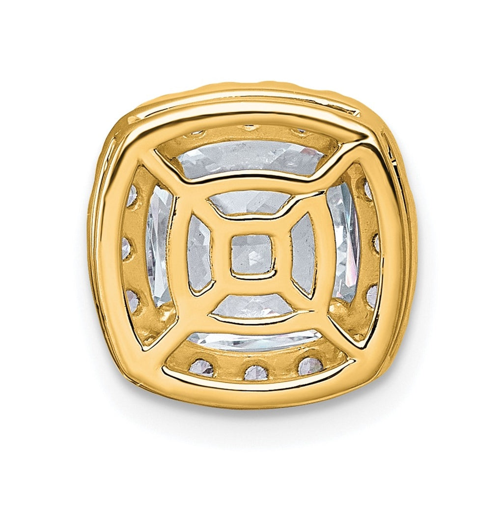 14K Yellow Or White Gold Certified Lab Grown Diamond VS+ F+ Cushion Complete Halo Chain Slide Pendant