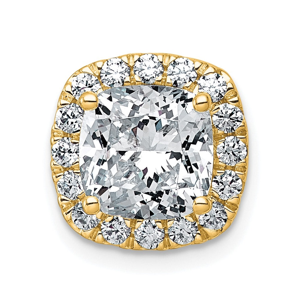 14K Yellow Or White Gold Certified Lab Grown Diamond VS+ F+ Cushion Complete Halo Chain Slide Pendant