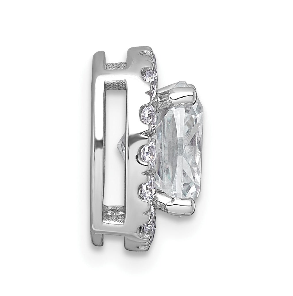 14K Yellow Or White Gold Certified Lab Grown Diamond VS+ F+ Cushion Complete Halo Chain Slide Pendant