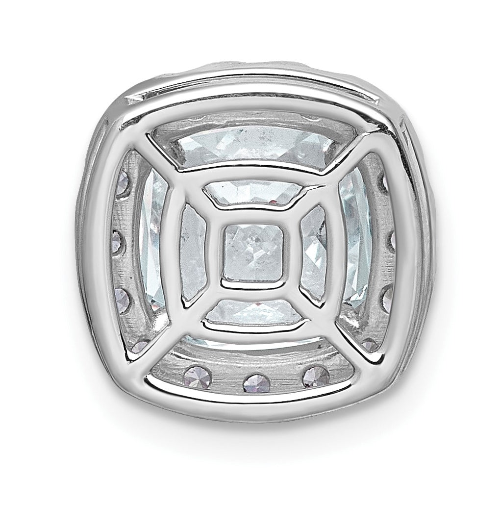 14K Yellow Or White Gold Certified Lab Grown Diamond VS+ F+ Cushion Complete Halo Chain Slide Pendant