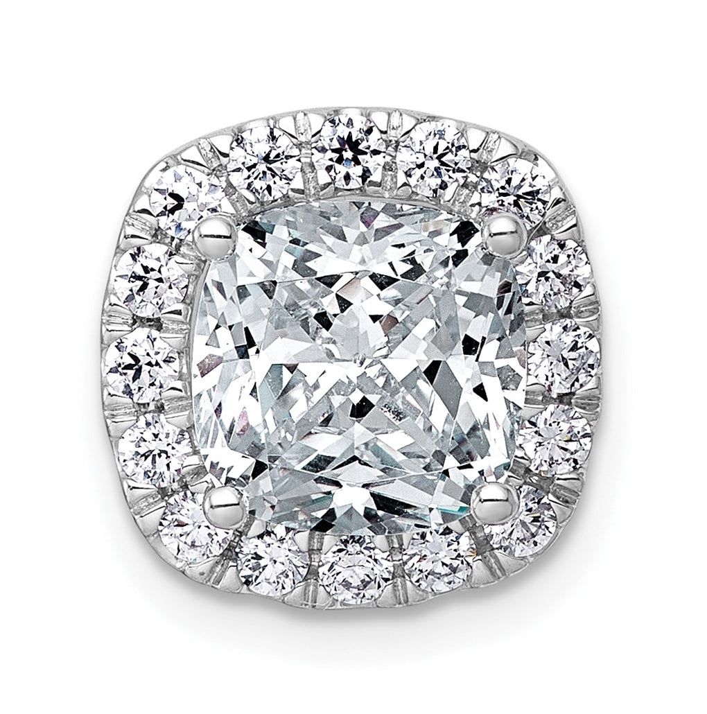14K Yellow Or White Gold Certified Lab Grown Diamond VS+ F+ Cushion Complete Halo Chain Slide Pendant
