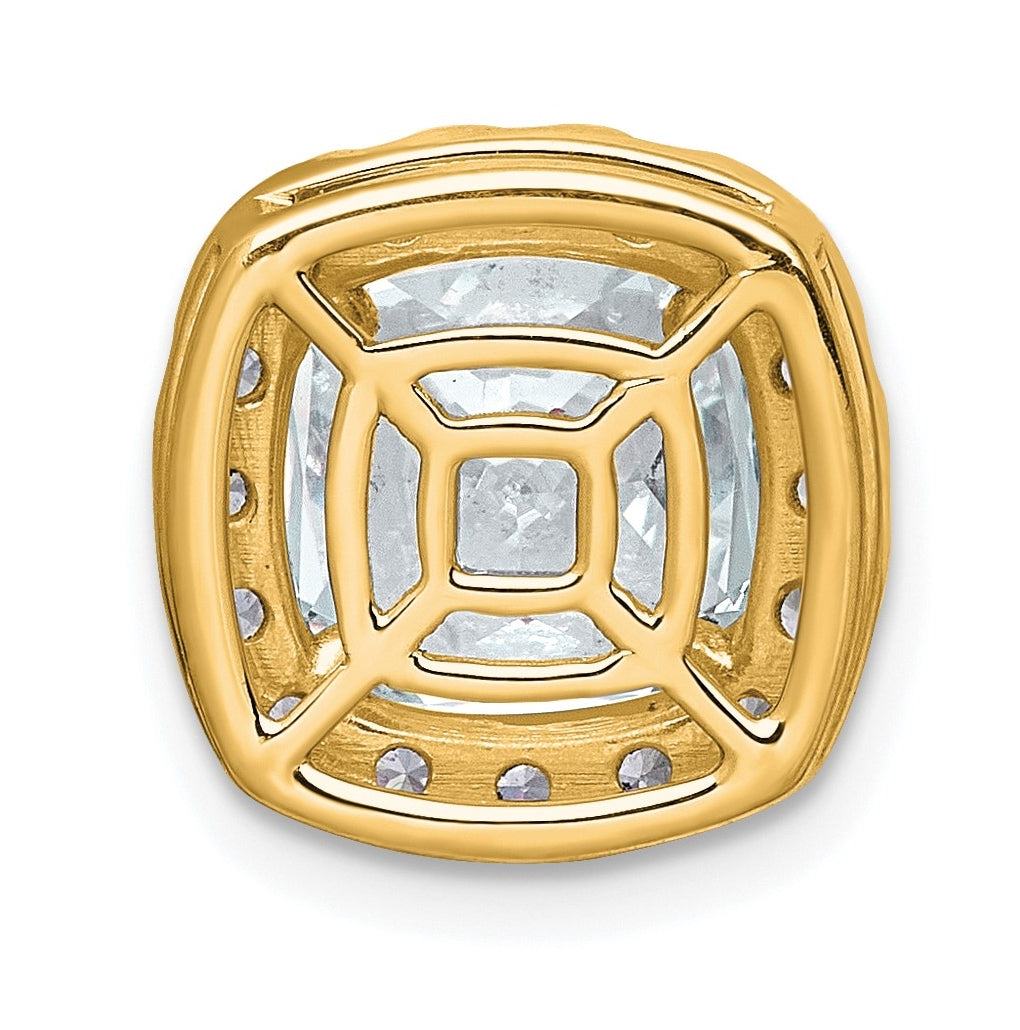 14K Yellow Or White Gold Certified Lab Grown Diamond VS+ F+ Cushion Complete Halo Chain Slide Pendant
