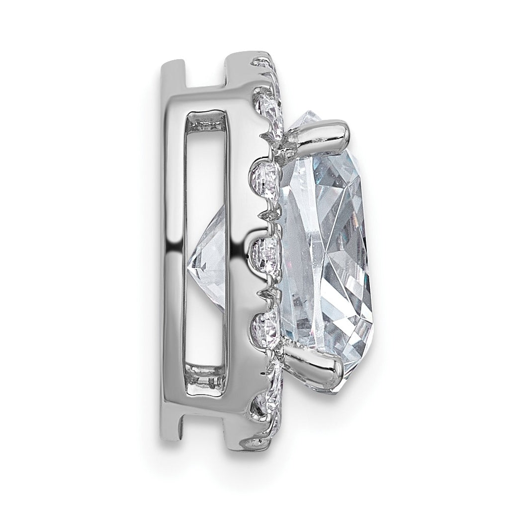 14K Yellow Or White Gold Certified Lab Grown Diamond VS+ F+ Cushion Complete Halo Chain Slide Pendant