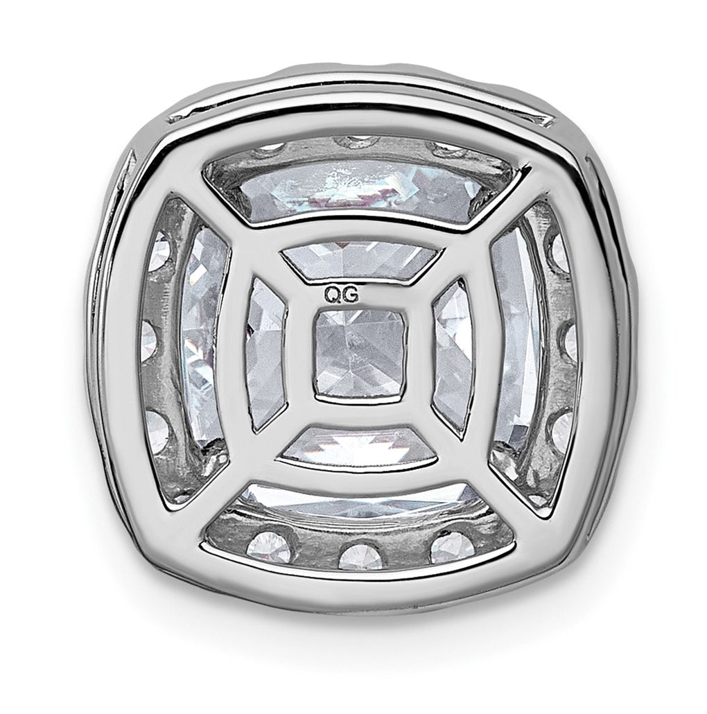 14K Yellow Or White Gold Certified Lab Grown Diamond VS+ F+ Cushion Complete Halo Chain Slide Pendant