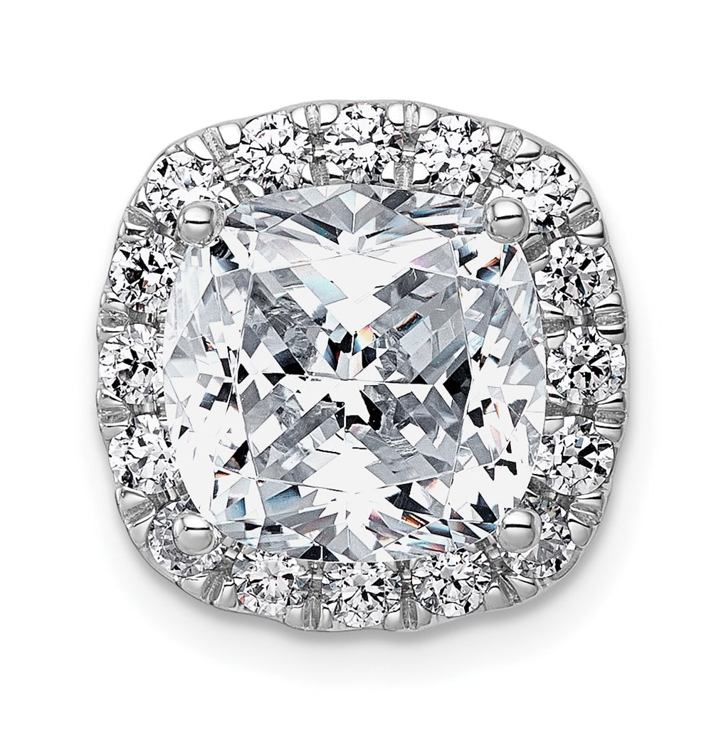 14K Yellow Or White Gold Certified Lab Grown Diamond VS+ F+ Cushion Complete Halo Chain Slide Pendant