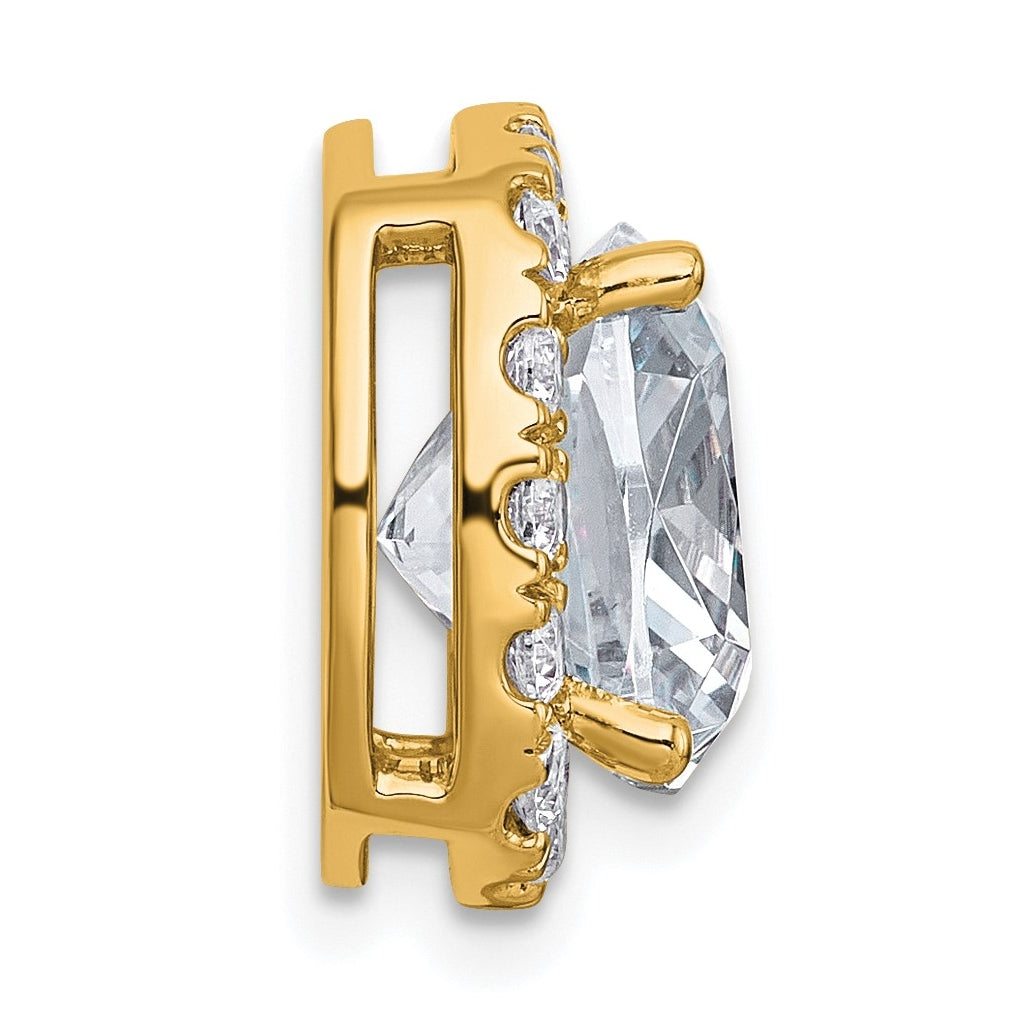 14K Yellow Or White Gold Certified Lab Grown Diamond VS+ F+ Cushion Complete Halo Chain Slide Pendant