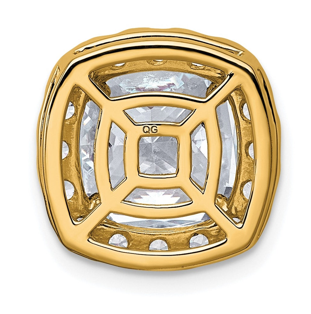 14K Yellow Or White Gold Certified Lab Grown Diamond VS+ F+ Cushion Complete Halo Chain Slide Pendant