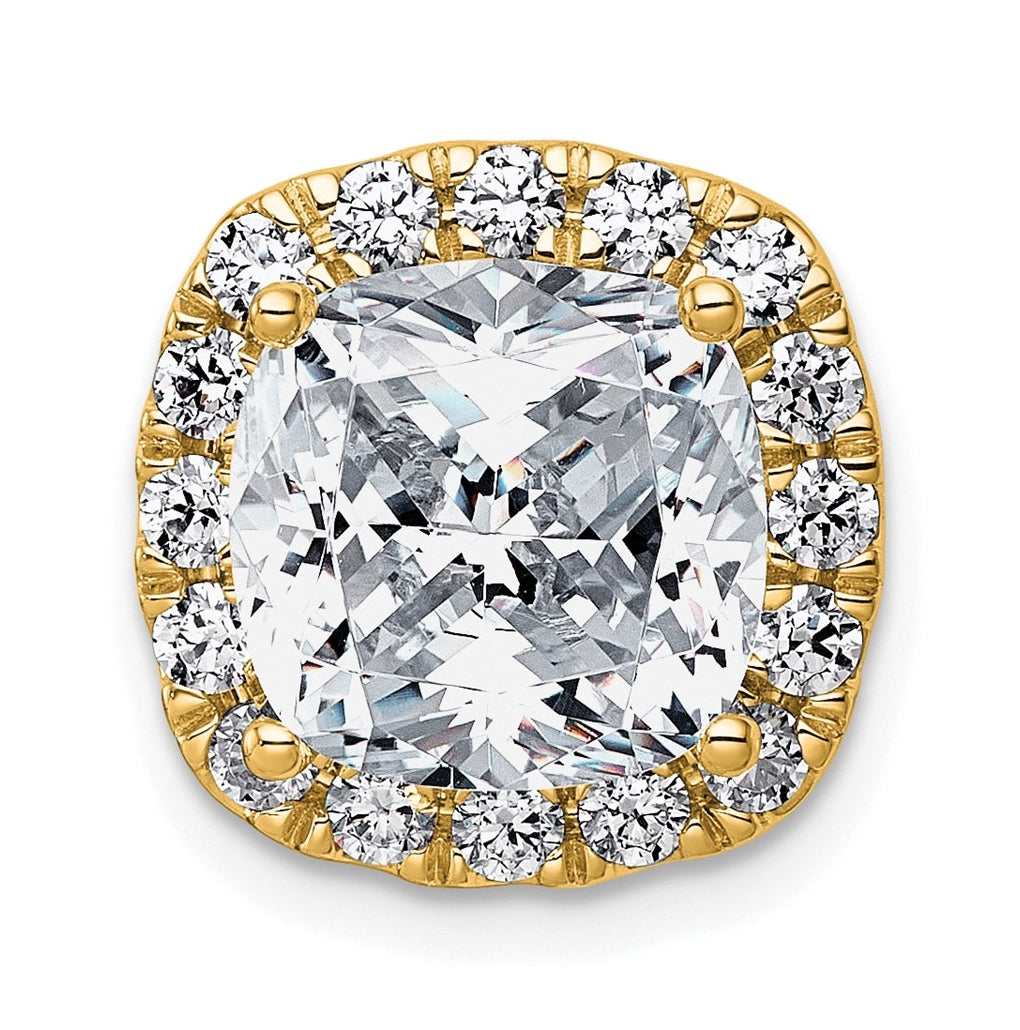 14K Yellow Or White Gold Certified Lab Grown Diamond VS+ F+ Cushion Complete Halo Chain Slide Pendant