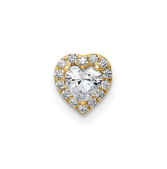 14K Yellow Or White Gold Lab Grown Diamond VS+ F+ Heart Complete Halo Chain Slide Pendant