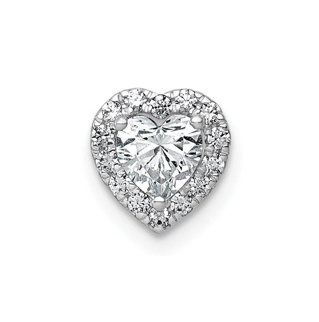 14K Yellow Or White Gold Lab Grown Diamond VS+ F+ Heart Complete Halo Chain Slide Pendant