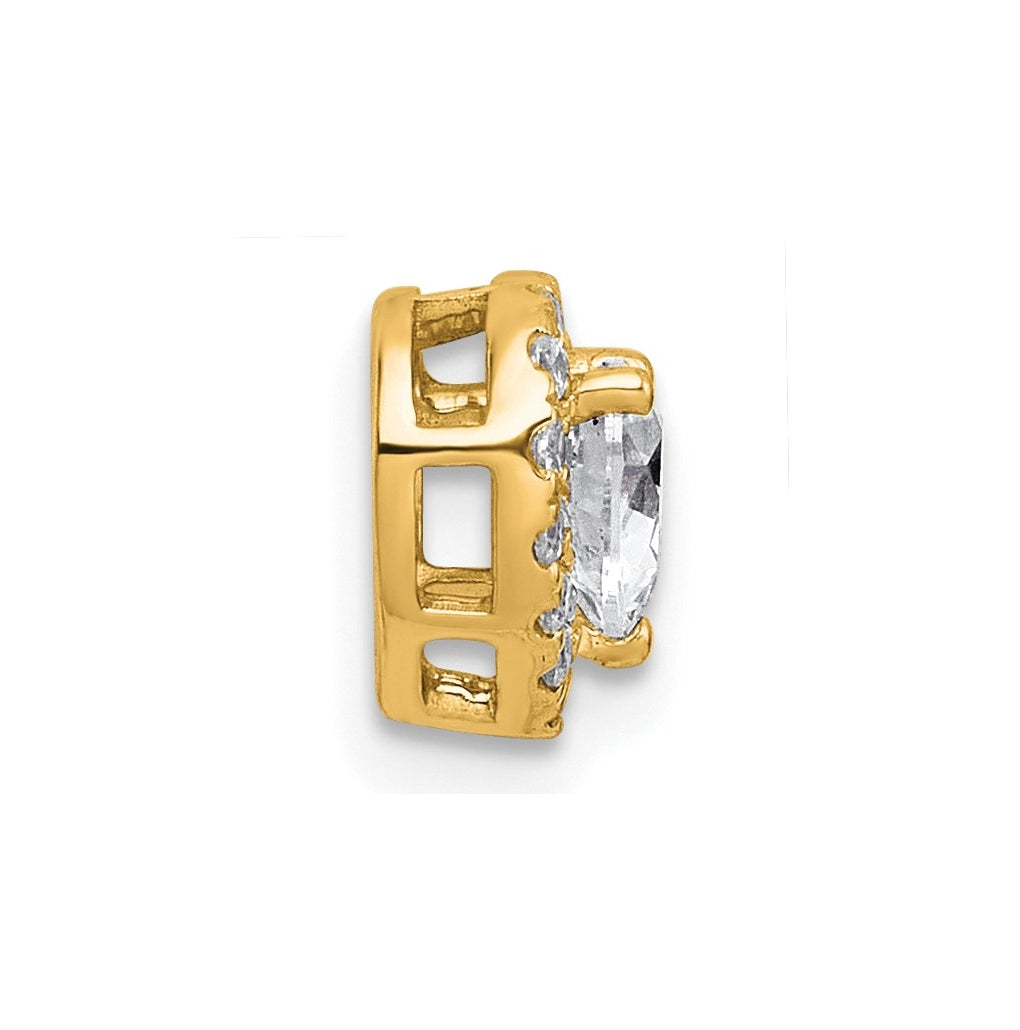 14K Yellow Or White Gold Lab Grown Diamond VS+ F+ Heart Complete Halo Chain Slide Pendant