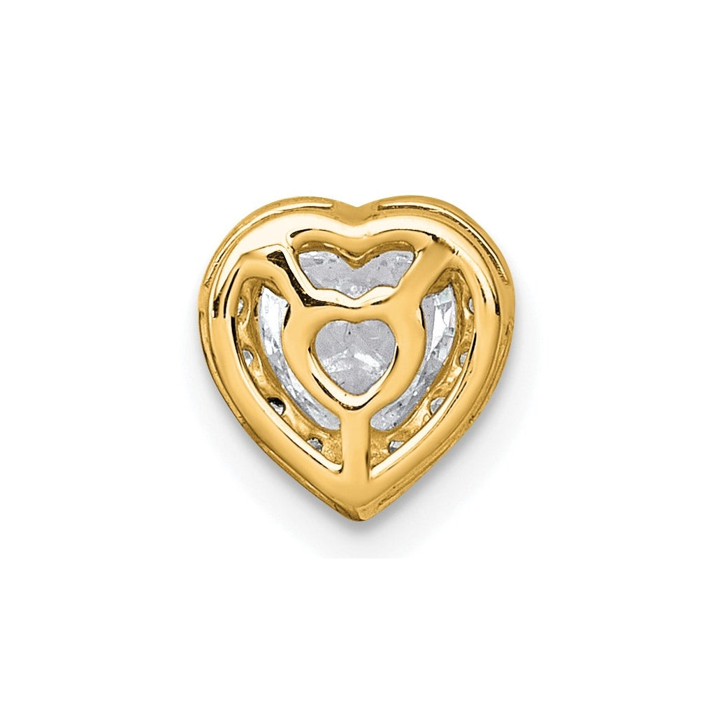 14K Yellow Or White Gold Lab Grown Diamond VS+ F+ Heart Complete Halo Chain Slide Pendant