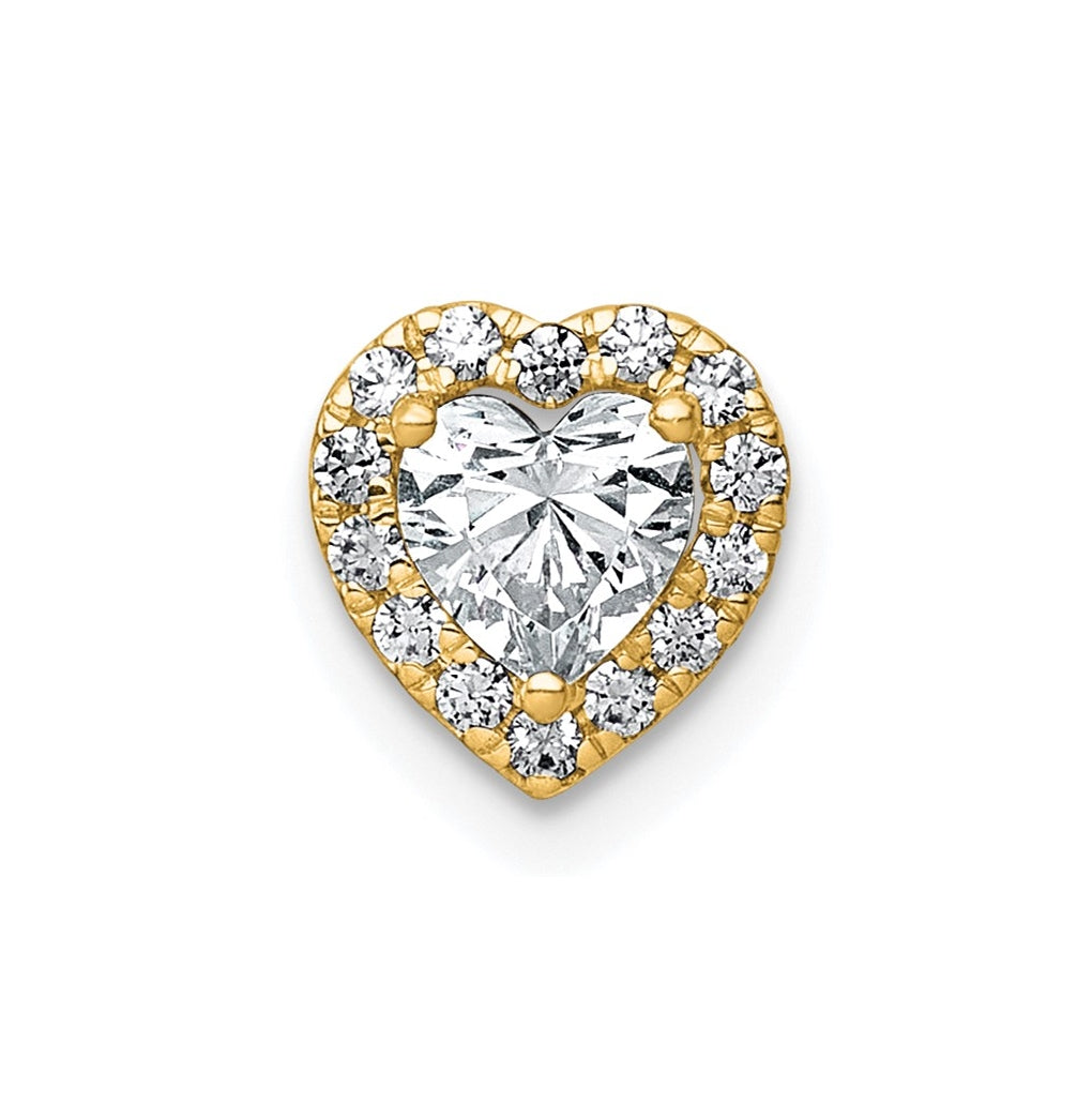 14K Yellow Or White Gold Lab Grown Diamond VS+ F+ Heart Complete Halo Chain Slide Pendant