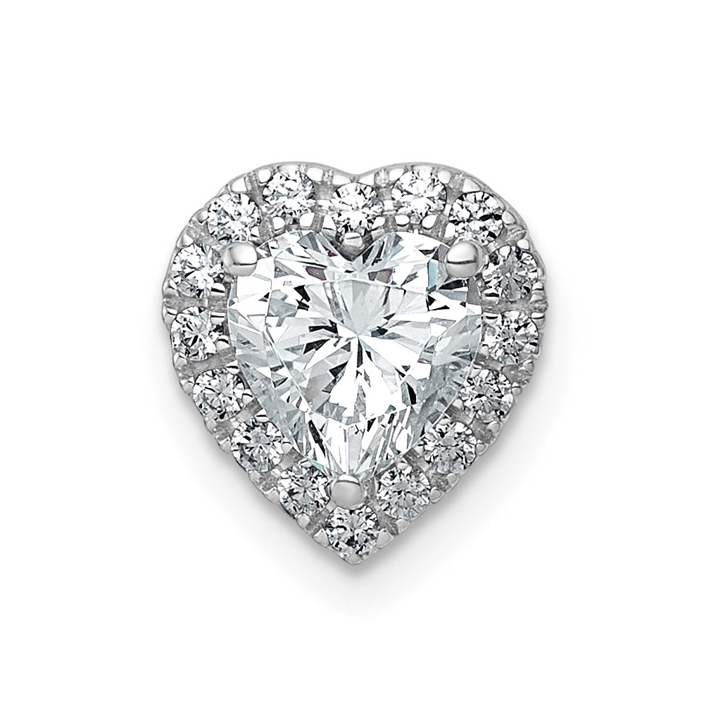 14K Yellow Or White Gold Certified Lab Grown Diamond VS+ F+ Heart Complete Halo Chain Slide Pendant