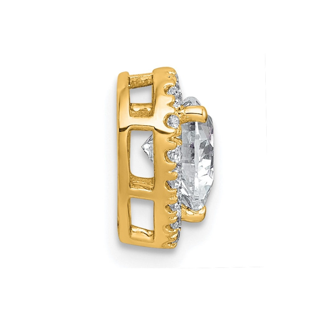 14K Yellow Or White Gold Certified Lab Grown Diamond VS+ F+ Heart Complete Halo Chain Slide Pendant