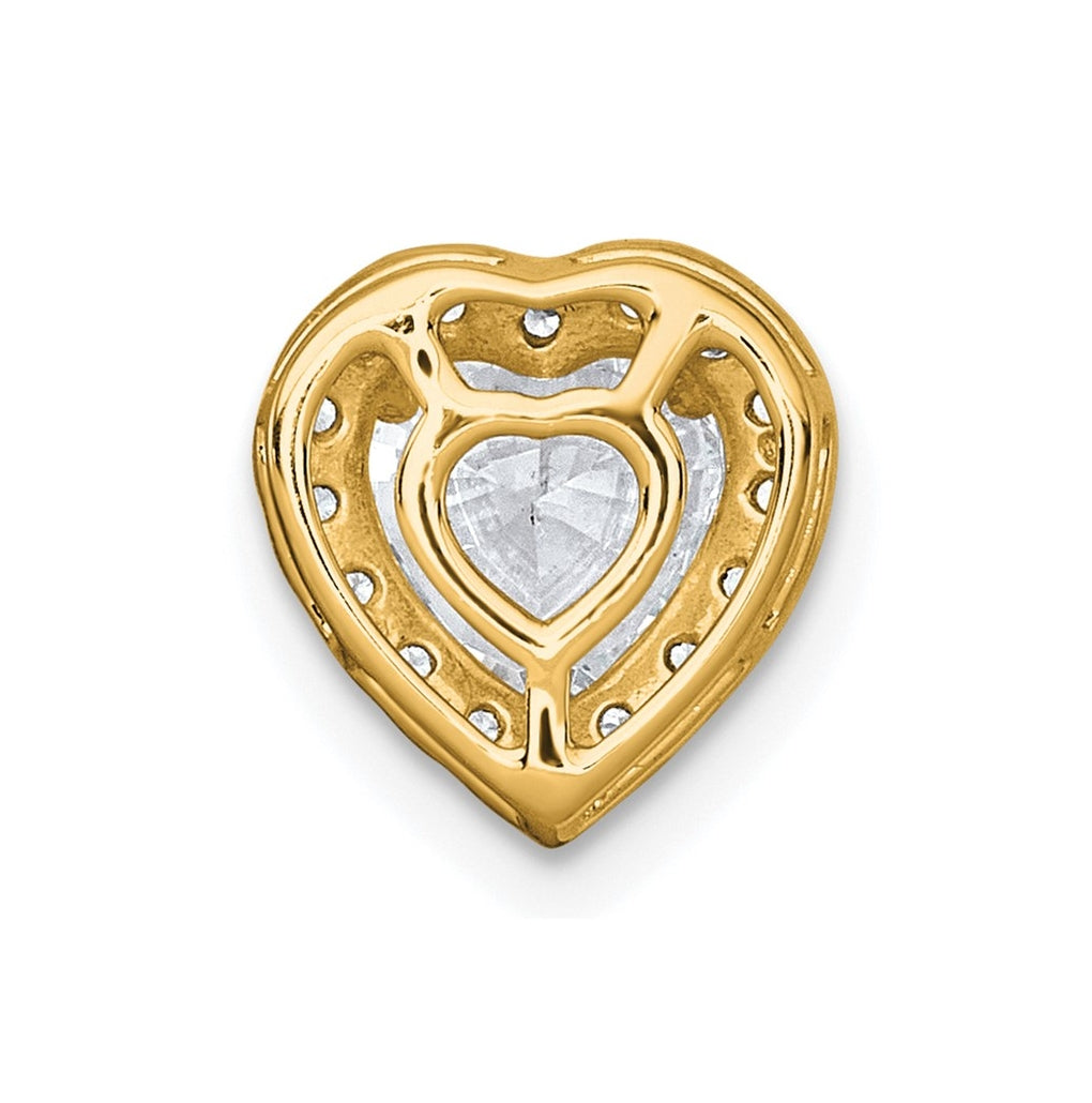 14K Yellow Or White Gold Certified Lab Grown Diamond VS+ F+ Heart Complete Halo Chain Slide Pendant
